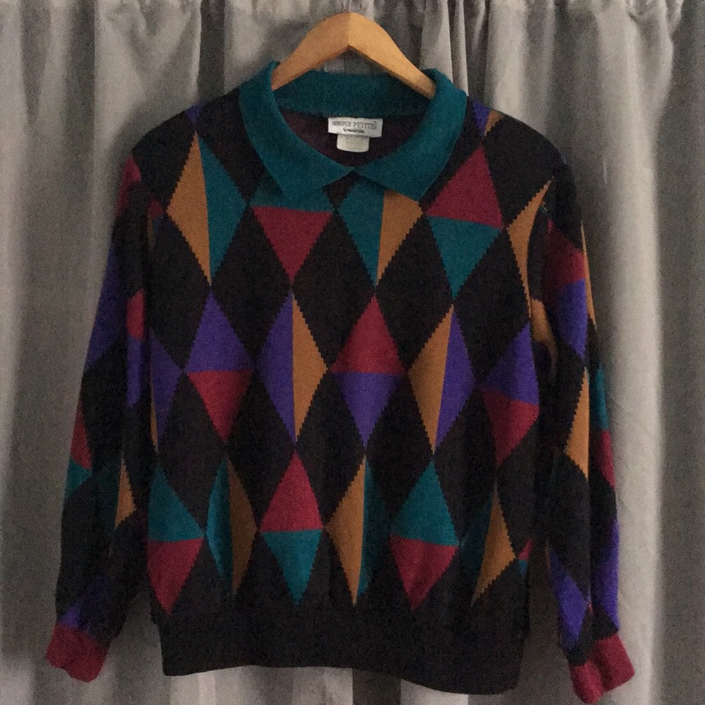Vintage 90's Petite M Pullover Collared Sweater